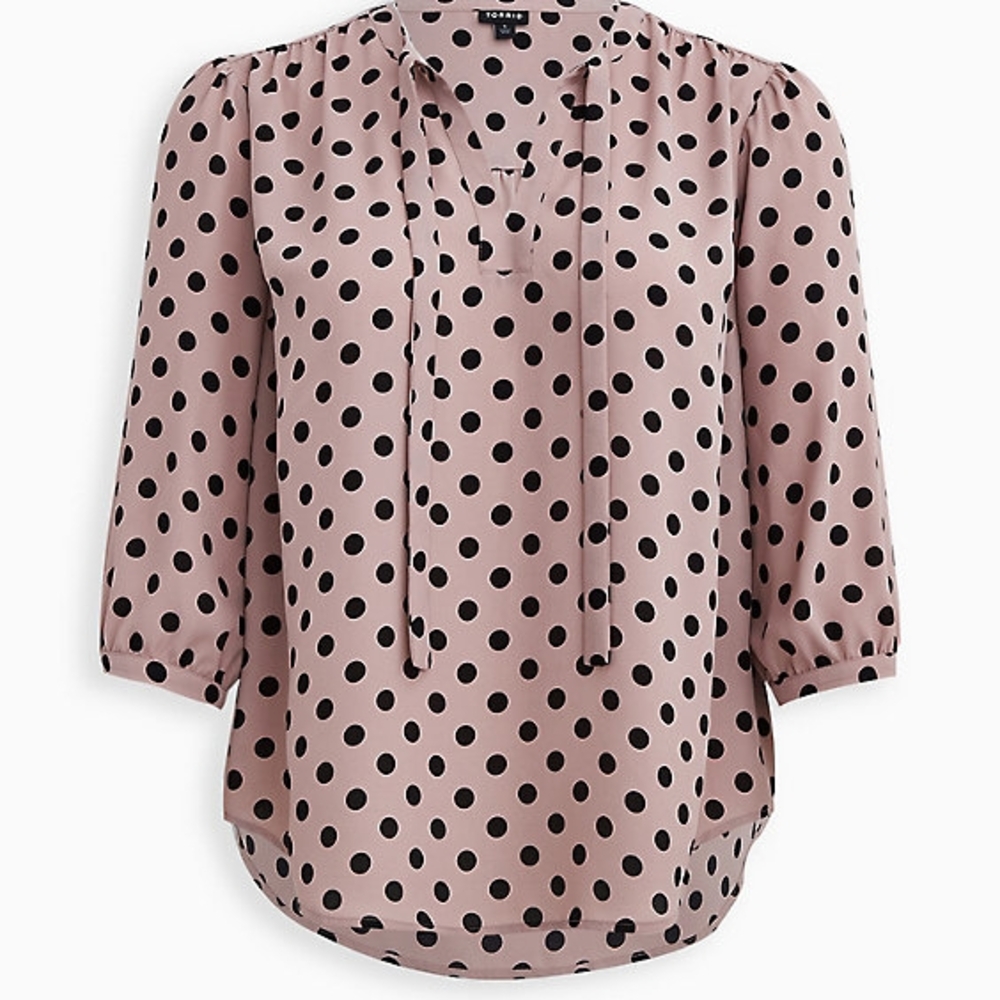 Torrid Relaxed Pink and Black Blouse with Mandarin Collar